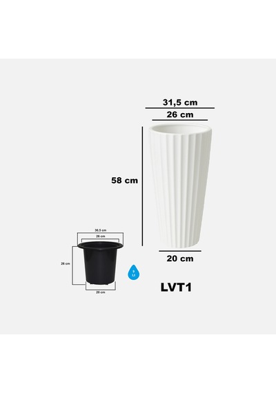Lilyum Vazo Saksı 1 No Beyaz