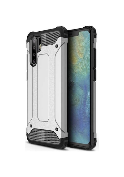 Kilifone - Huawei Uyumlu P30 Pro - Kılıf Çift Katman Zırh Tank Crash Military Kapak - Gri