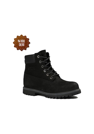 Hammer Jack Hakiki Deri Siyah Nubuk Unisex Bot Siyah
