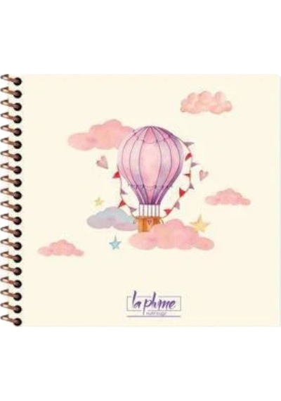16x15 Cm Çizgisiz 50 Yaprak Sert Kapak Telli Defter 60 Gr Krem Rengi Kağıt Balon Desen Mor