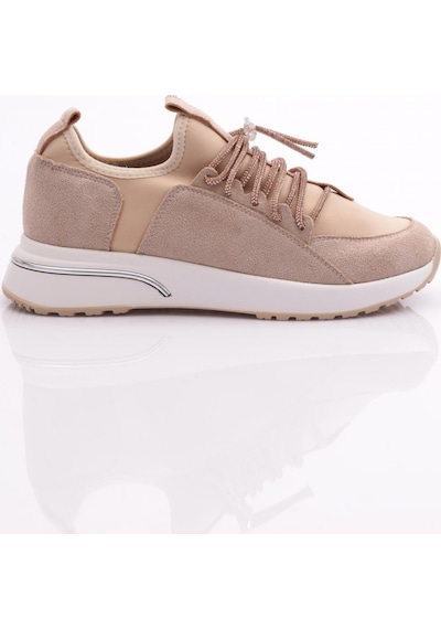 Dgn 221 Kadin Taş Bağcikli Sneaker Ayakkabi 221-2494-R146116 Bej - Beyaz