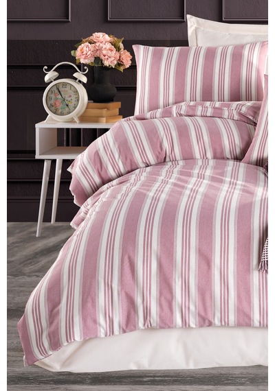Eponj Home Sport Çizgili Nevresim Takımı Tek Kişilik Soft Line Bordo Bordo