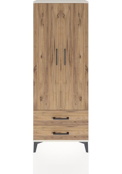 Arges Dolap 2 Raflı 2 Çekmeceli Tek Askılı 60x30x163 Aytaşı-çam Aytaşı