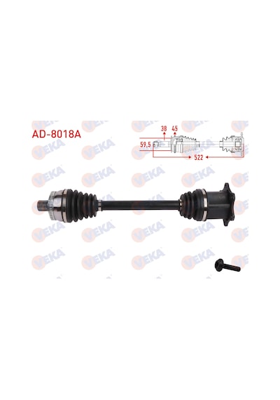 Audi A6 8e2 2.0 2000-2004 Komple Aks Sol-sag On Absli 45 Dis Uzunluk 522mm