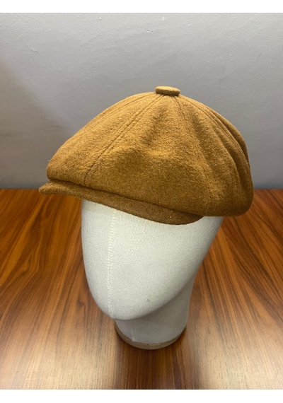 Hamze Peaky Blinders İngiliz Vintage Model Kışlık Kaşe Kasket Şapka Camel