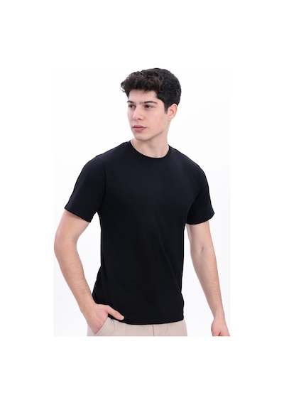 Freemen Erkek/unisex Bisiklet Yaka Basic  Tişört %100 Pamuk Siyah