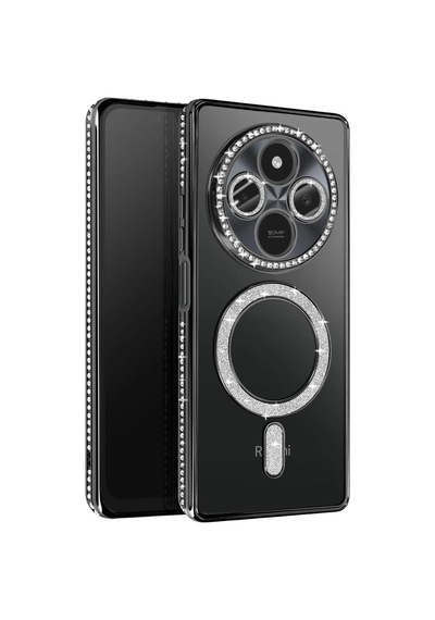 Xiaomi Redmi 14c Uyumlu Joke Simli Magneticsafe Kılıf - Siyah