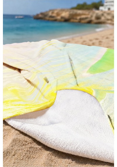 Soyut Manzara Deniz Plaj Havlusu - Pastel Modern Akdeniz Estetik Hızlı Kuruyan Mikrofiber Havlu Çok Renkli