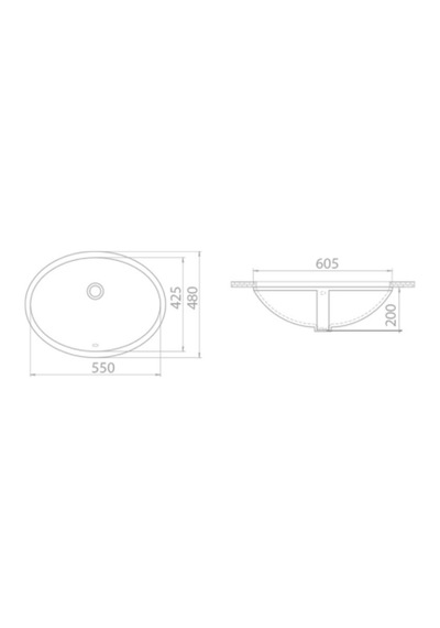 Turkuaz Seramik Cerastyle Tezgah Altı Lavabo 55 x 43 CM