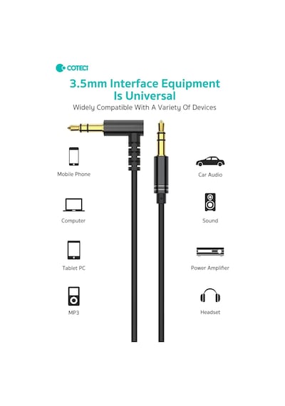 L Tipi 3.5mm Aux Ses Kablosu 90 Derece Açılı Jak Erkek Erkek Araç Hoparlör Kulaklık Bağlantı 1 Metre