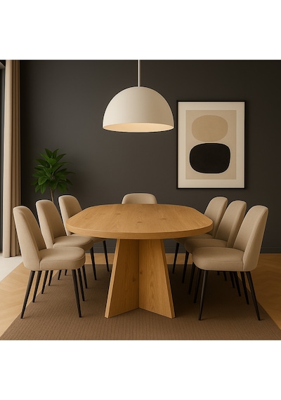 Kanatlı 180x90x75 Kalın Kenar 36mm Yemek Masası Mutfak Masası Çok Amaçlı Masa Sadece Masa Safir Meşe