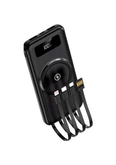Kablosuz Çoklu Şarj Girişli 10.000 Mah Kablolu Powerbank Taşınabilir Çokrenkli 10304050