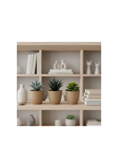 Mini Yapay Sukulent Seti, 8 Cm Saksı İle Dekoratif Bitki Tasarımı 41bordocipsobeyaz