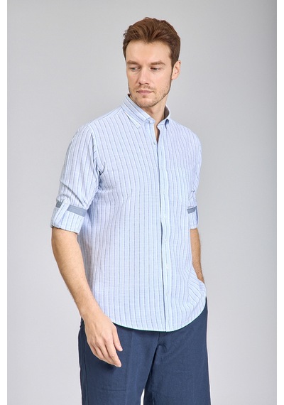 Bisse Paşa Yaka Regular Fit Uk Gömlek T Cep Mavi Gmktn3ps224008 D35 Mavi