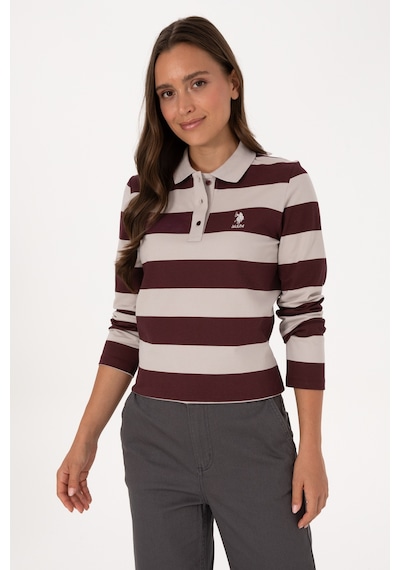 U.S. Polo Assn. Kadın Bordo Çizgili Polo Yaka Sweatshirt 50314207-VR177 U.S. Polo Assn. Kadın Bordo Çizgili Polo Yaka Sweatshirt 50314207-VR177