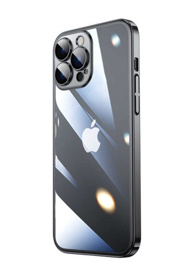 Apple Uyumlu iPhone 13 Pro Max Uyumlu Sert Pc Renkli Çerçeveli Zore Riksos Kapak-siyah -
