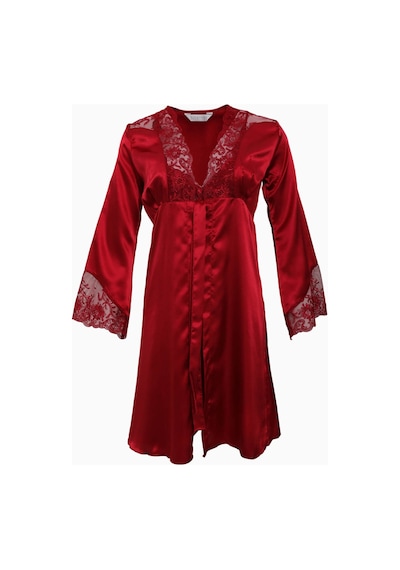 Nurteks Dantel Detaylı Askılı Gecelik & Sabahlık Bordo 001