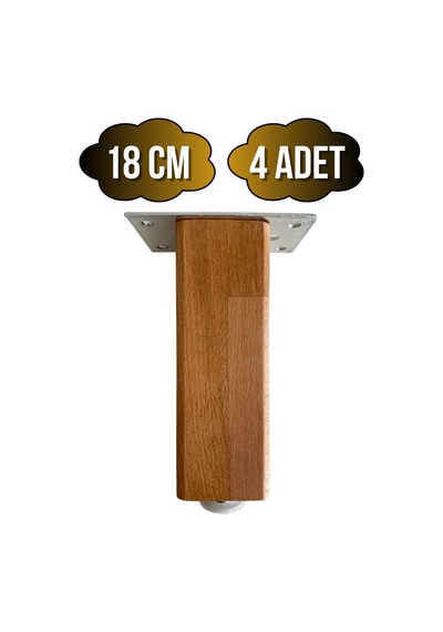 Kale Ayarlı Ahşap Ayak Mobilya Masa Ve Dolap Ayağı Kayın Kayın/gürgen Ağacı 18cm 4 Adet Ahşap Rengi