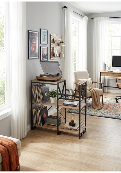 Çok Amaçlı Ahşap Metal Raflı Plaklık Stand Kitaplık, Çiçeklik Ve Dekoratif Raf Ünitesi 90x90x40 Cm Siyah Çok Amaçlı Ahşap Metal Raflı Plaklık Stand Kitaplık, Çiçeklik Ve Dekoratif Raf Ünitesi 90x90x40 Cm Siyah