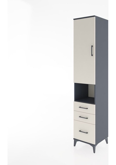 Hyperion Dolap 3 Raflı 3 Çekmeceli Tek Askılı 44x44x221 Antrasit-aytaşı Antrasit