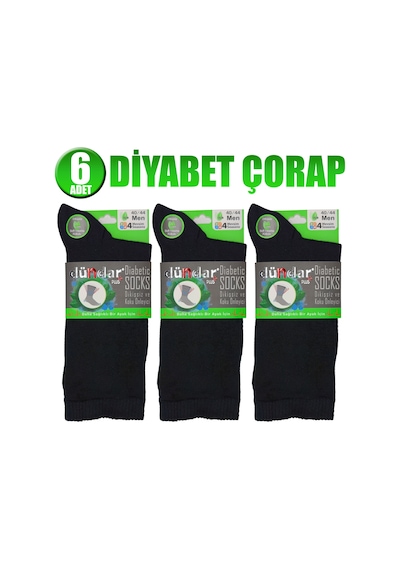 Dündar Çorap Plus Bambu Dikişsiz Koku Önleyici 6 Adet Siyah Erkek Diabet Şeker Çorap Dündar Çorap Plus Bambu Dikişsiz Koku Önleyici 6 Adet Siyah Erkek Diabet Şeker Çorap