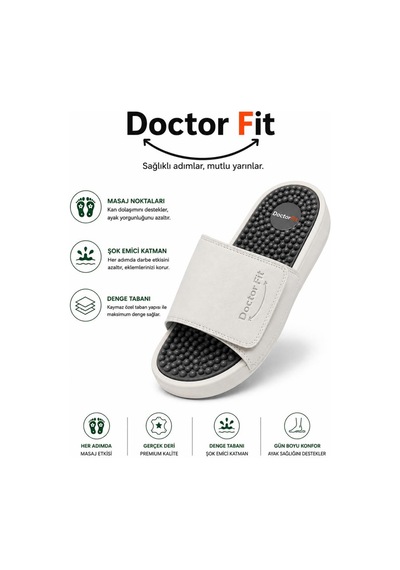 Doctor Fit Refleksoloji Rahatlatıcı,akapunktur Masaj Terliği Beyaz Bayan Terliği 39 Numara