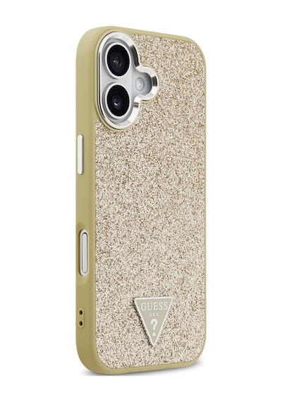 Apple Uyumlu iPhone 17  Kılıf Guess Lisanslı M-safeli Metal Kamera Çerçeveli Üçgen Logolu Glitter Gold Gold