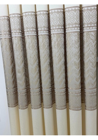 Nivemeshome Avşa Desen:632349 2004 Krem 1/3 Sık Pile Fon Perde Apm Krem