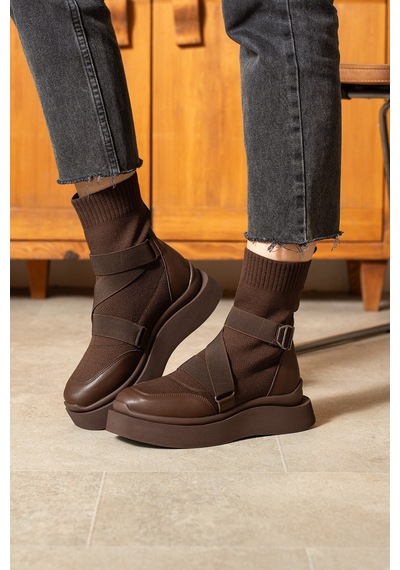 Dabab Shoes Katiana Kadın Kahve Lastik Detaylı Rahat Kalın Taban Triko Spor Bot Kahverengi Dabab Shoes Katiana Kadın Kahve Lastik Detaylı Rahat Kalın Taban Triko Spor Bot Kahverengi