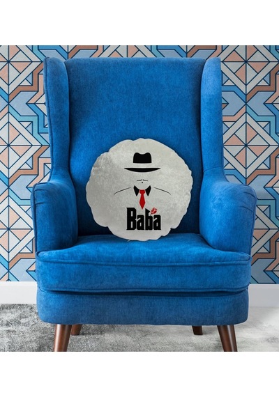 Bk Gift Baba Godfather Tasarımlı Yuvarlak Dekoratif Kırlent Yastı (505937188)