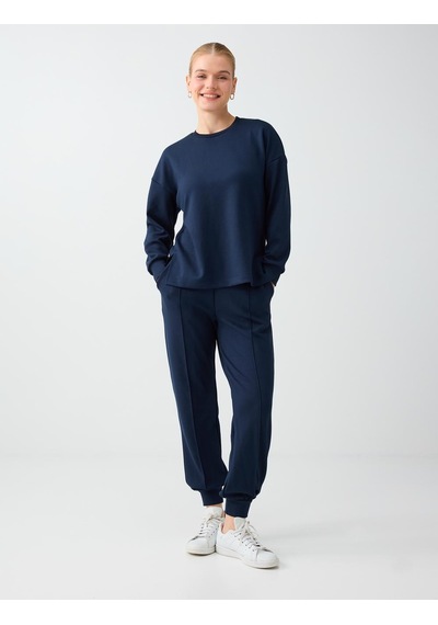 Jimmy Key Lacivert Yüksek Bel Dar Paça Cepli Jogger Pantolon 6ww188602494