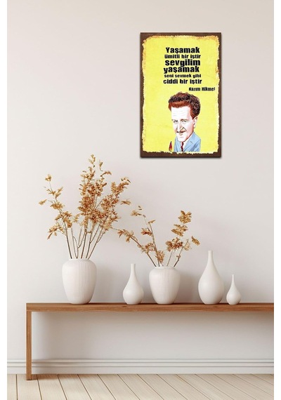Kuşe Kağıt Duvar Posteri Yaşamak Ümitli Bir Iştir Nazım Hikmet Retro Vintage Drtr0019