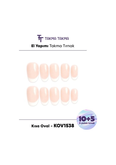 15'li Ten Rengi Kısa Oval Kovk1538fk Tekrar Kullanılabilir El Yapımı Protez Takma Tırnak M