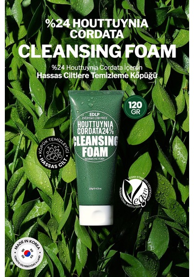 Derma Factory Hassas Ciltler İçin %24 Houttuynia Cordata İçeren Vegan Temizleyici Derma Factory Foam 120 gr