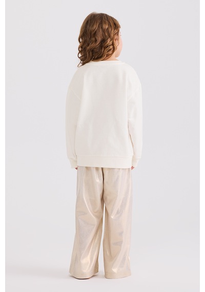 Panço Kız Çocuk Ekru Sweatshirt Krem