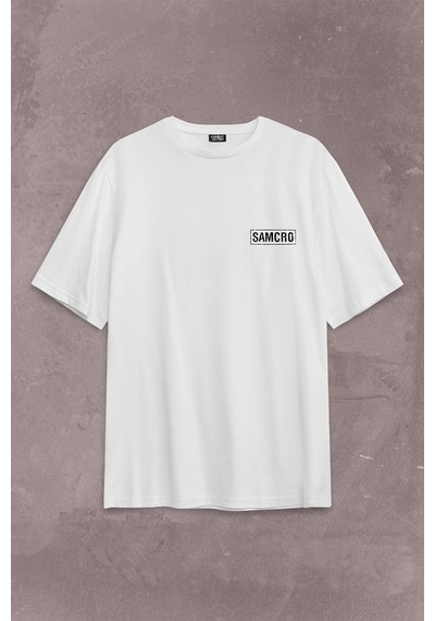 Samcro Sons Of Anarchy Anarşi Dizi Film Motosiklet Sırt Ön Baskılı Oversize Tişört Unisex T-shirt 001