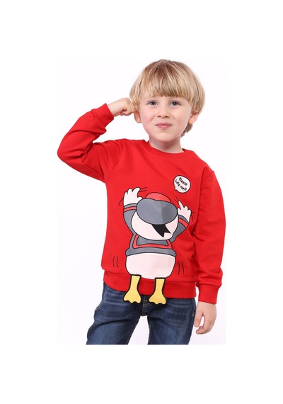 Toontoy Kids Toontoy Erkek Çocuk Baskılı Sweatshirt Kırmızı