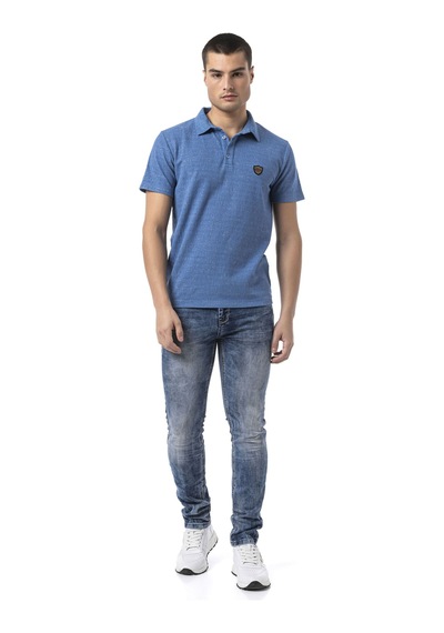 Cipo & Baxx Erkek Polo Yaka Regular Fit Kısa Kollu Pamuklu Tişört Ct825 Mavi
