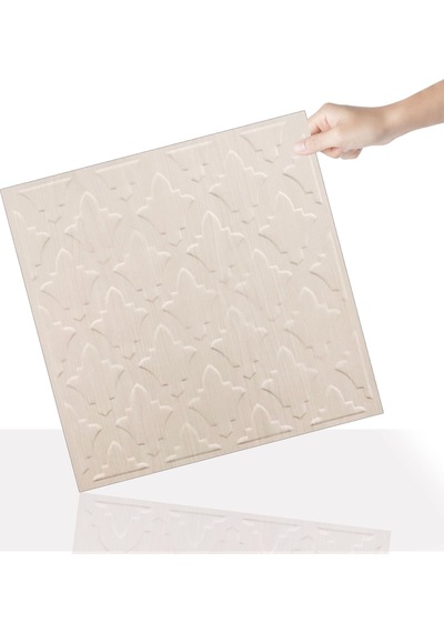 3 Boyutlu Duvar Paneli Kabartmalı Salon Desen Pvc 41x41 Cm/ 6 Adet /1 M² Beyaz Huş