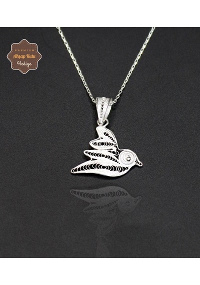 Güvercin Model 925 Ayar Saf Gümüş Telkari Kadın Kolye 201024656 Gümüş