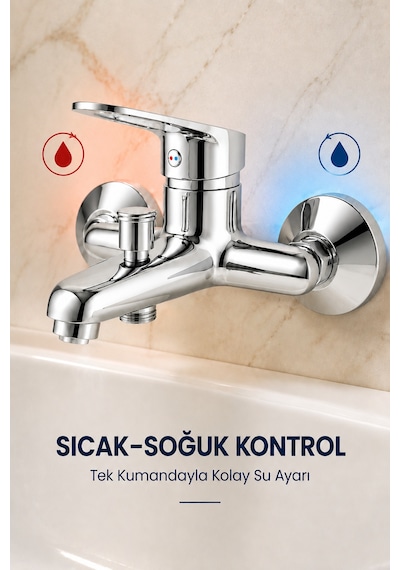 Krom Sıcak Soğuk Aç Kapa Mix Tek Kollu Banyo Bataryası