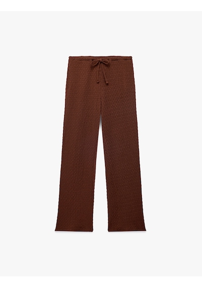 Koton Bürümcük Kumaş Dokulu Beli Bağcıklı Düz Bol Paça Pantolon Kahverengi 6sak40023ek Kahve Koton Bürümcük Kumaş Dokulu Beli Bağcıklı Düz Bol Paça Pantolon Kahverengi 6sak40023ek Kahve
