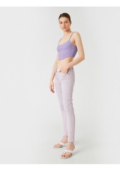 Koton Dar Paça Pantolon Cepli Lila 4yak48506ow