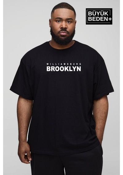 Superlife Erkek Büyük Beden Willams.brooklyn Baskılı Bisiklet Yaka Tshırt Spr25bts15 Siyah