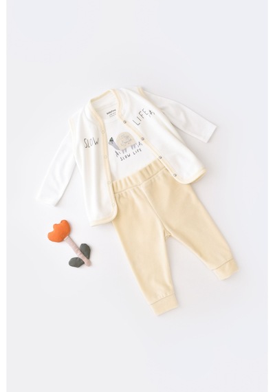 BabyCosy Baby Cosy 3 Parça Kaplumbağa Kadife Yelek Seti- CSYK6023 - Rebebe Taş