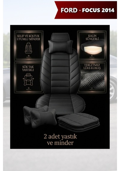 Focus 2014 Uyumlu Siyah Renk Lüks Premium 2 Adet Minder Ve Yastık