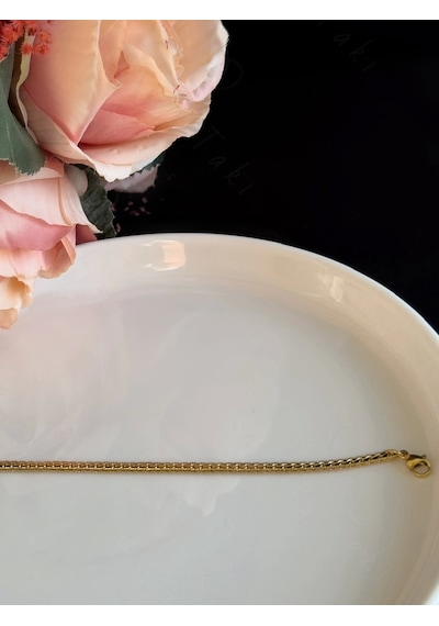 Yassı Model Snake Yılan Gold Çelik Zincir Çocuk Bileklik Metoo Serisi Çok Renkli