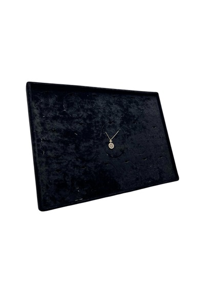 Yerli Üretim Bükreş Model Dikine Süet Kumaş Siyah 34-24 Cm Ayaklı Üçlü Set Tabla Stand