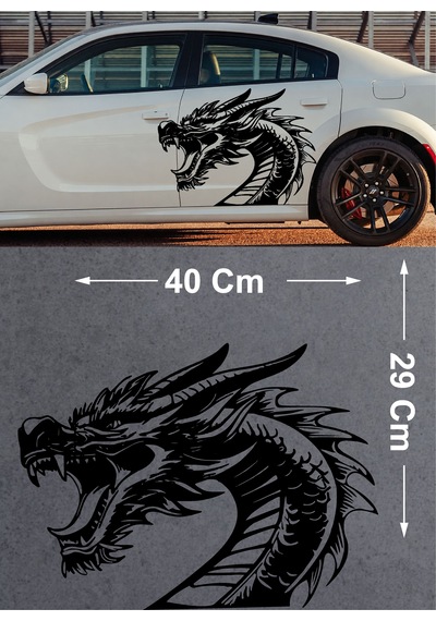 Ejderha Dragon Sticker - Araba Oto Motosiklet Cam Karavan Araç Sticker - 00236 40x29 Cm