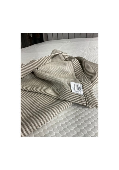 Delta Soft Keten Pamuk Pike Yatak Örtüsü 220 230cm Çift Kişilik Kahve Kahve